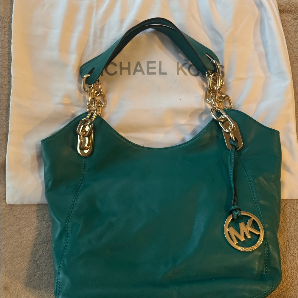 Michael Kors Teal Leather Shoulder Bag